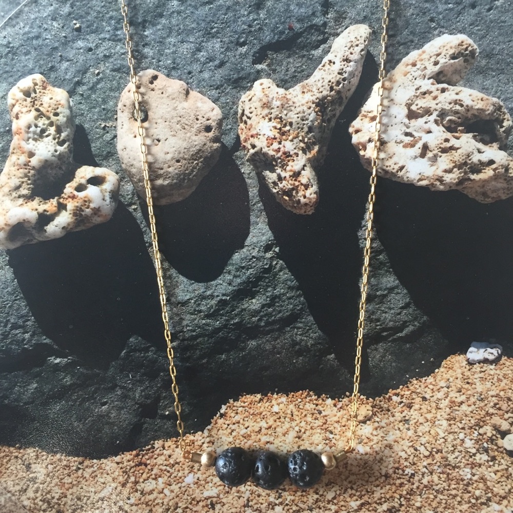 NEW Minimalist Design Gold-filled Necklace w/ lava